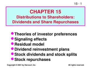 CHAPTER 15 Distributions to Shareholders:  Dividends and Share Repurchases