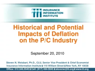 Historical and Potential Impacts of Deflation  on the P/C Industry