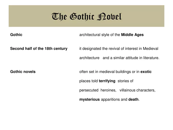 the gothic novel