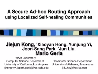 A Secure Ad-hoc Routing Approach  using Localized Self-healing Communities