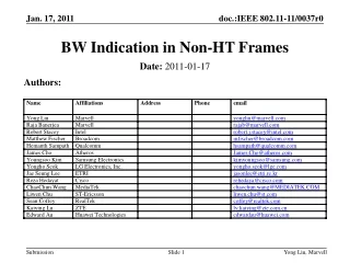 BW Indication in Non-HT Frames