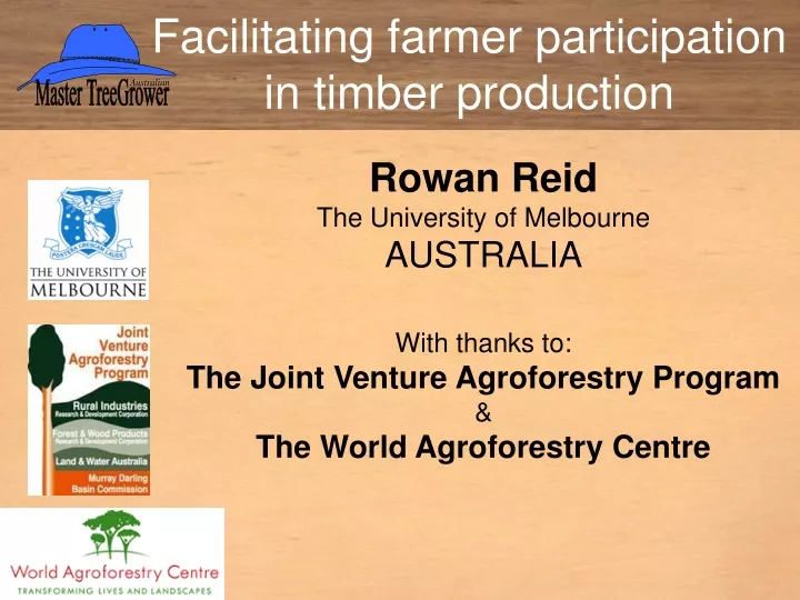 facilitating farmer participation in timber