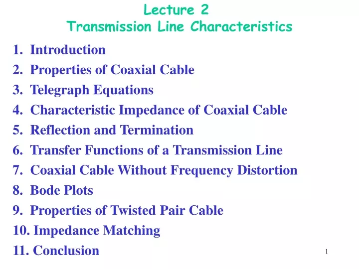 lecture 2 transmission line characteristics