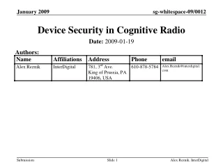 Device Security in Cognitive Radio