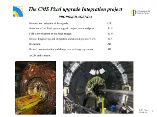 The CMS Pixel upgrade Integration project PROPOSED AGENDA
