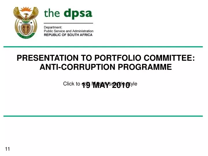 presentation to portfolio committee anti