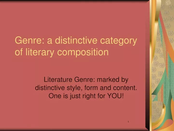 genre a distinctive category of literary composition