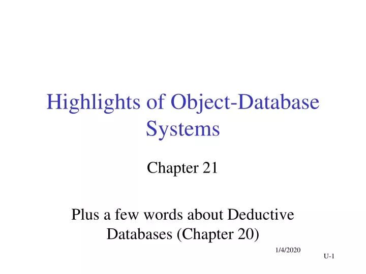 highlights of object database systems