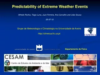 Grupo de Meteorologia e Climatologia na Universidade de Aveiro climetua.fis.ua.pt
