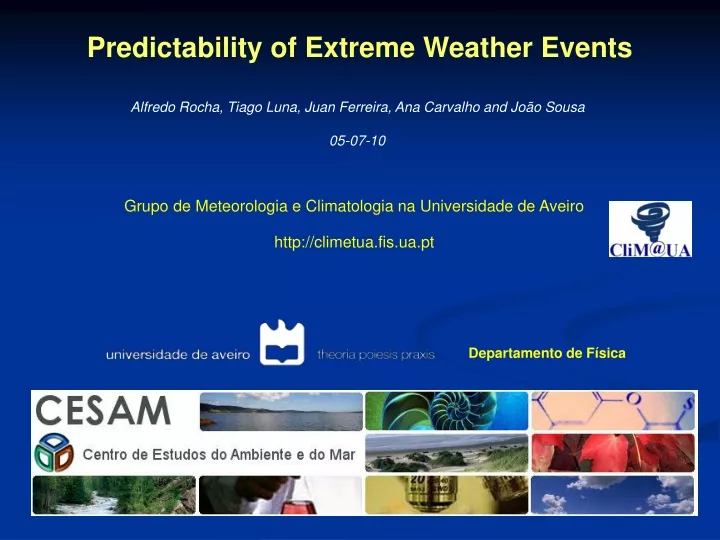 predictability of extreme weather events