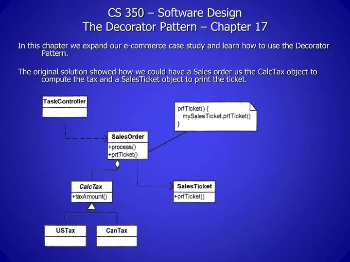 cs 350 software design the decorator pattern chapter 17