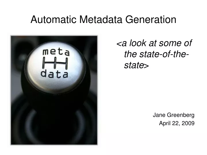 automatic metadata generation