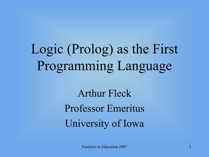 logic prolog as the first programming language