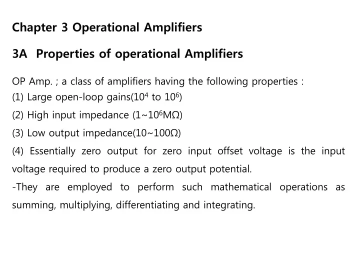 chapter 3 operational amplifiers 3a properties