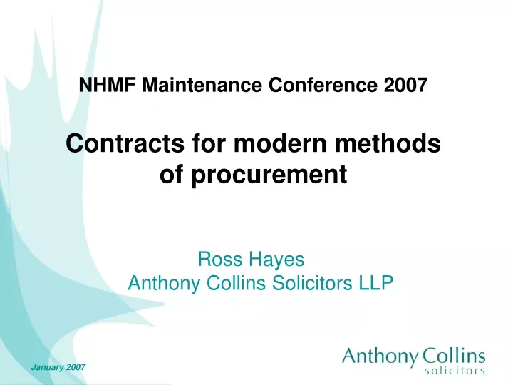 nhmf maintenance conference 2007 contracts for modern methods of procurement