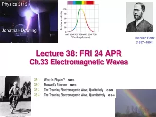 Lecture  38: FRI 24 APR  Ch .33 Electromagnetic Waves