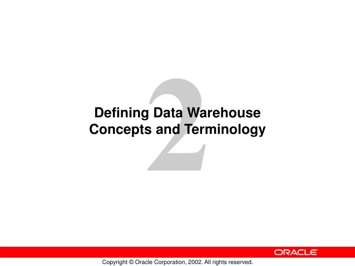 defining data warehouse concepts and terminology