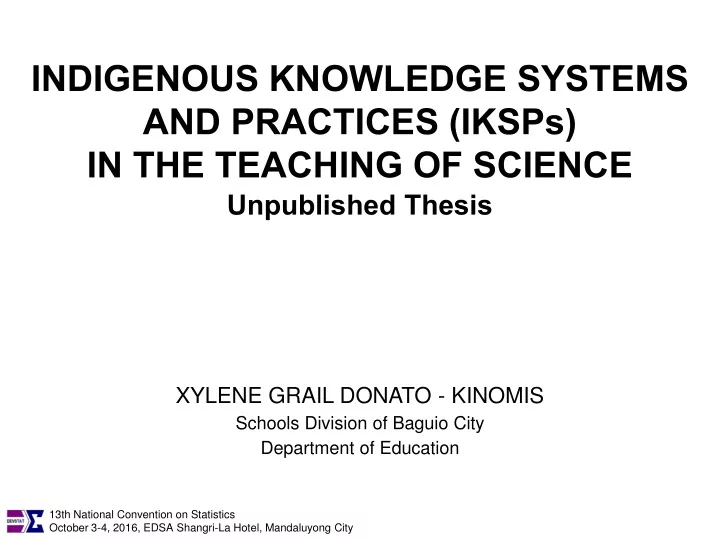 indigenous knowledge systems and practices iksps