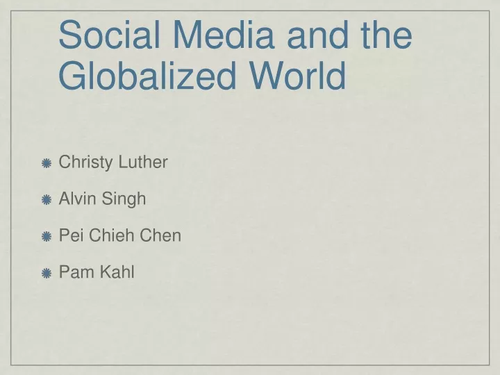 social media and the globalized world
