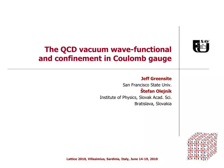the qcd vacuum wave functional and confinement in coulomb gauge