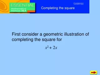 First consider a geometric illustration of completing the square for 			   x 2  + 2 x