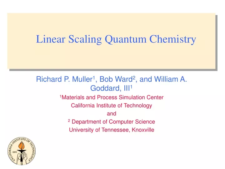 linear scaling quantum chemistry
