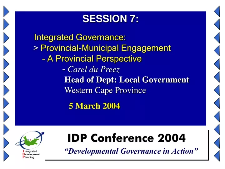 session 7 integrated governance provincial