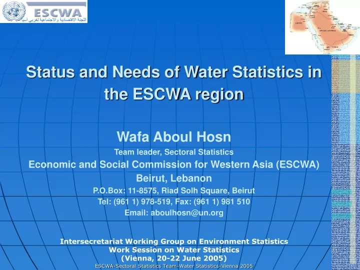 status and needs of water statistics in the escwa