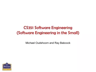 CS351 Software Engineering (Software Engineering in the Small)