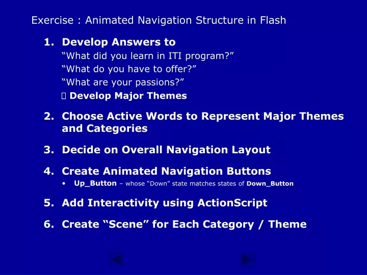 exercise animated navigation structure in flash