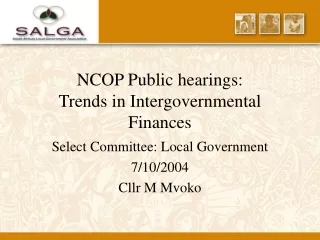 NCOP Public hearings: Trends in Intergovernmental Finances
