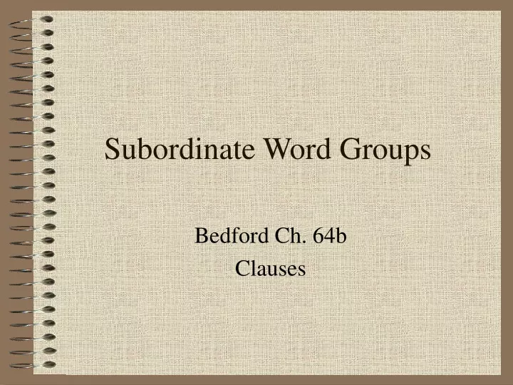 subordinate word groups