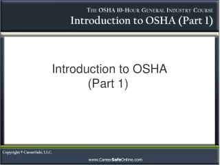 Introduction to OSHA (Part 1)