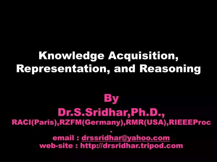 knowledge acquisition representation and reasoning