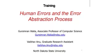 Human Errors and the Error Abstraction Process