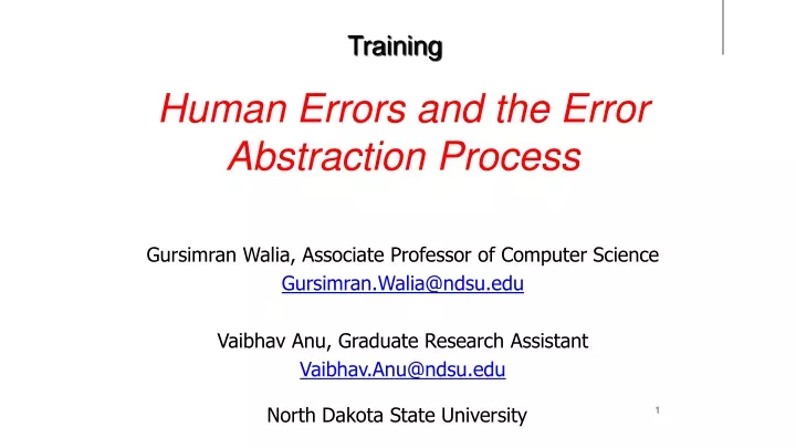 human errors and the error abstraction process