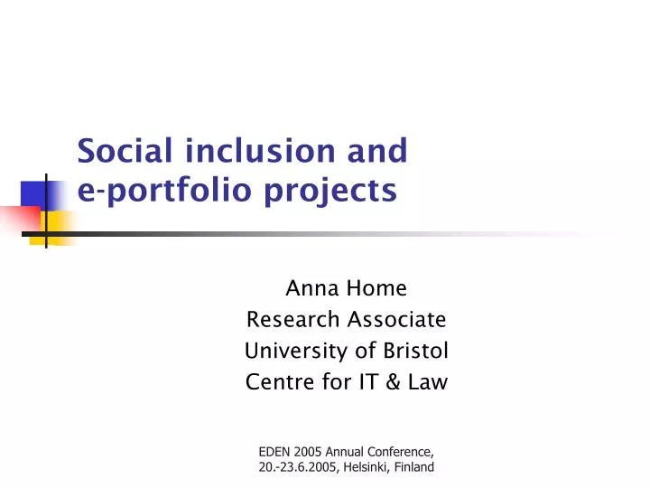social inclusion and e portfolio projects