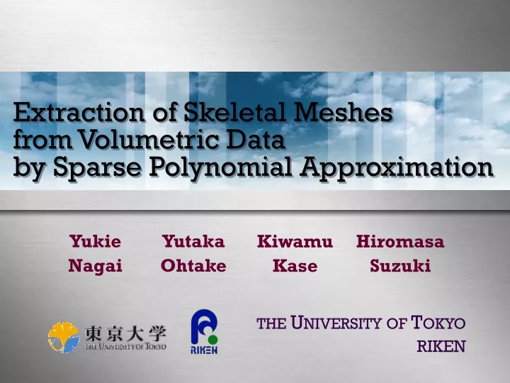 extraction of skeletal meshes from volumetric data by sparse polynomial approximation