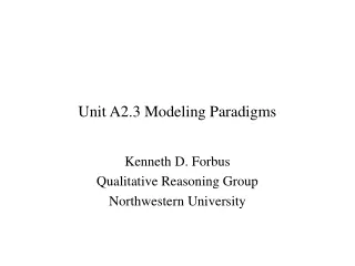 Unit A2.3 Modeling Paradigms
