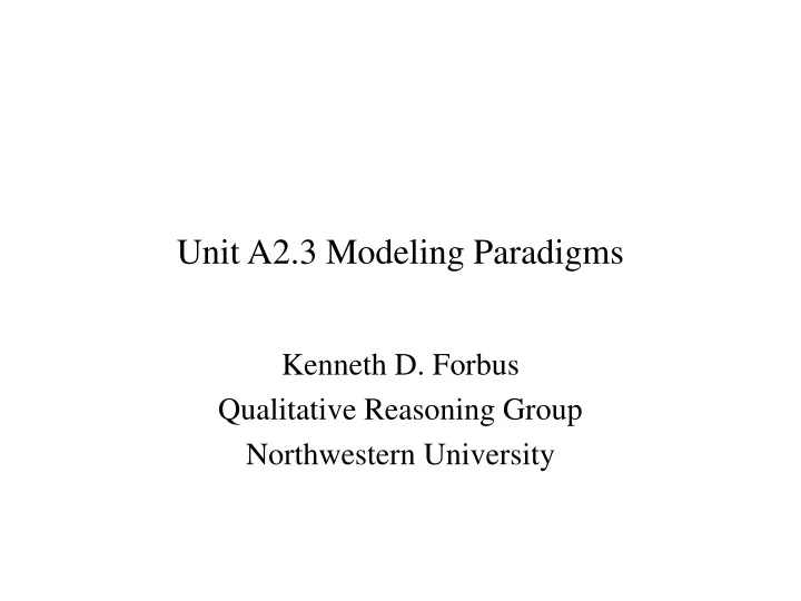 unit a2 3 modeling paradigms