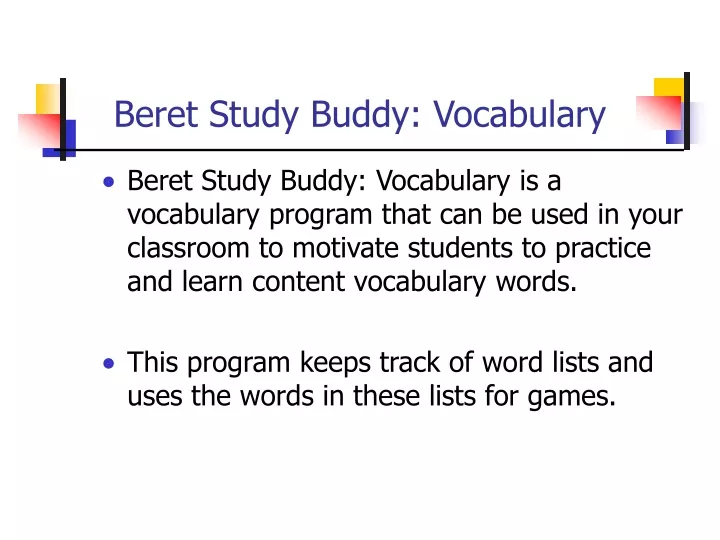 beret study buddy vocabulary