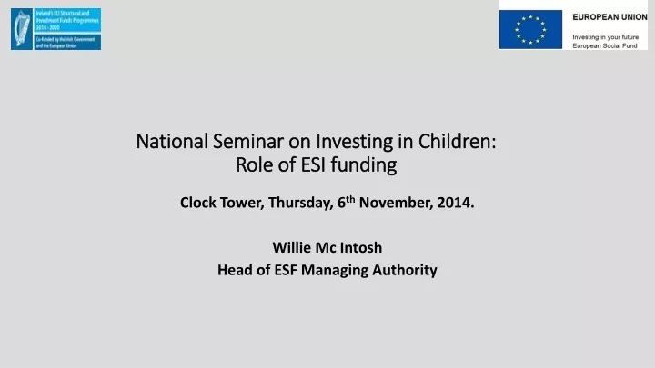 national seminar on investing in children role of esi funding