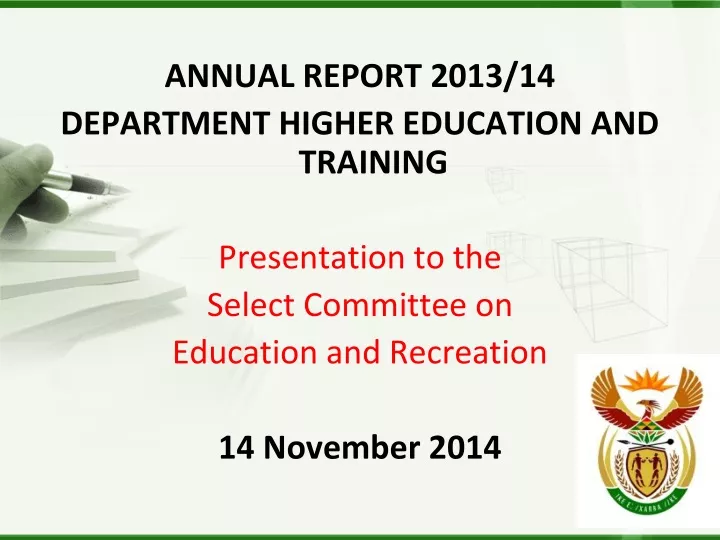 annual report 2013 14 department higher education