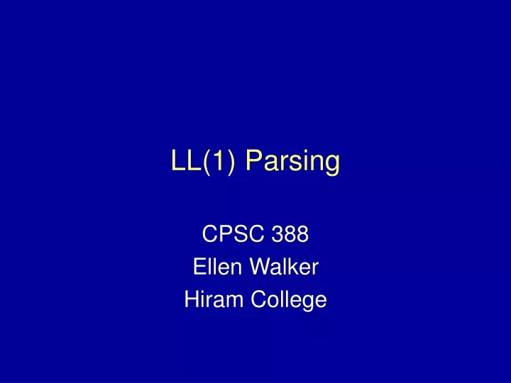 ll 1 parsing