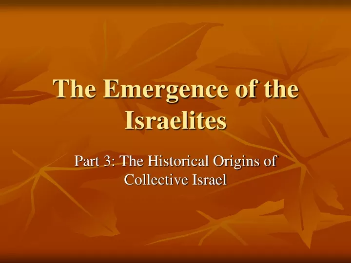 the emergence of the israelites