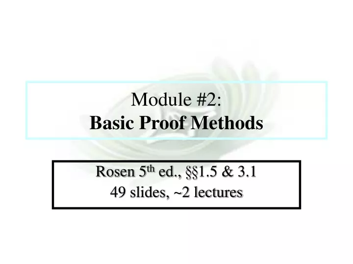 module 2 basic proof methods