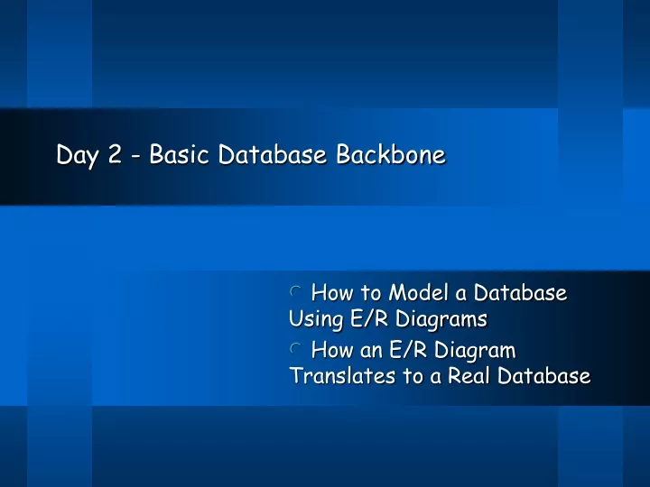 day 2 basic database backbone