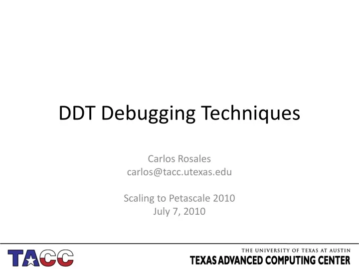 ddt debugging techniques