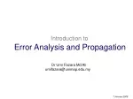 Introduction to Error Analysis and Propagation: Understanding Measurement Errors and Uncertainties - slide 1