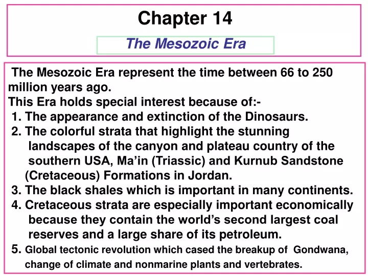 chapter 14 the mesozoic era